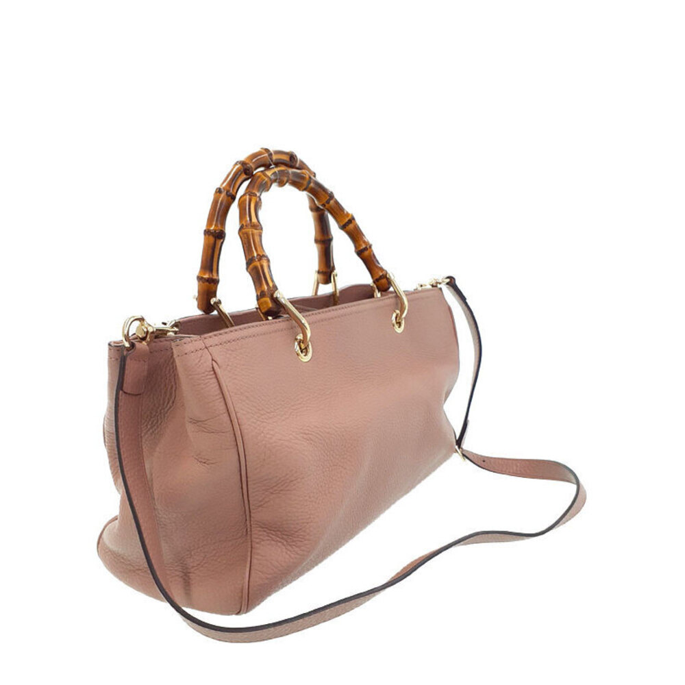 Gucci Leather Shopper 2way Bag Bamboo Tote